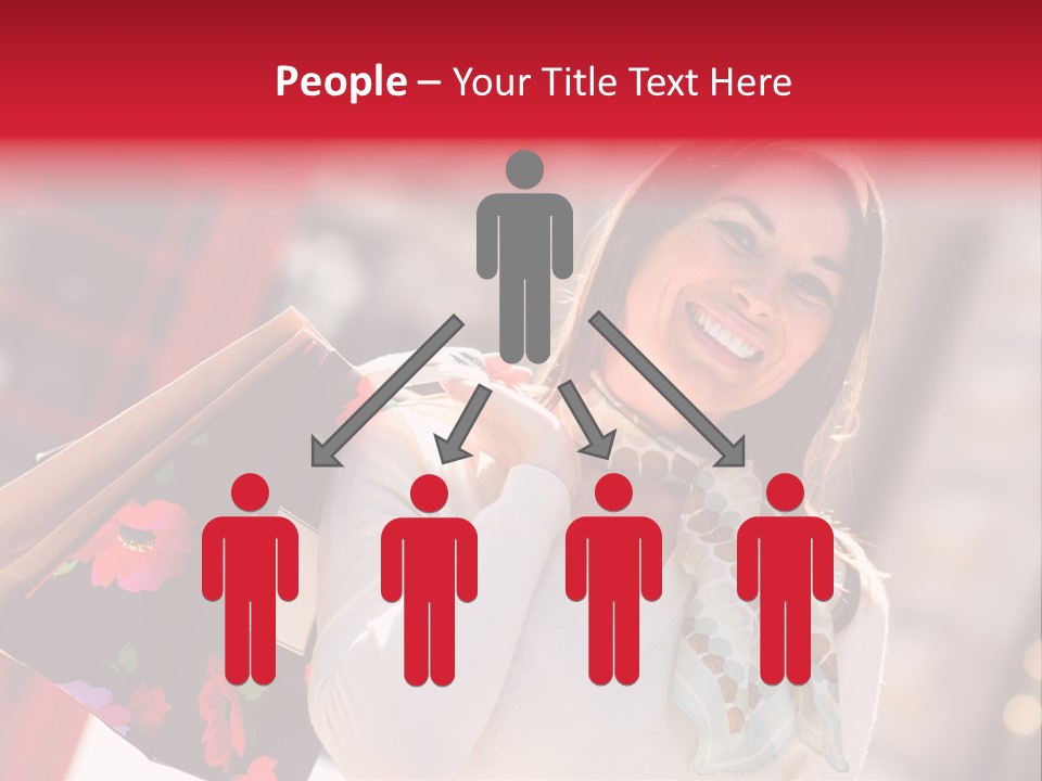 A Woman Carrying Shopping Bags And A Red Telephone Booth PowerPoint Template