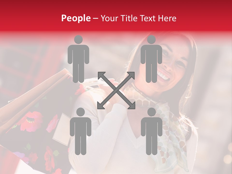 A Woman Carrying Shopping Bags And A Red Telephone Booth PowerPoint Template