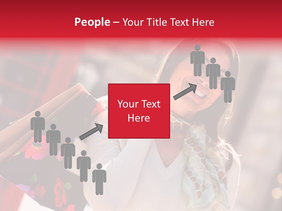 A Woman Carrying Shopping Bags And A Red Telephone Booth PowerPoint Template