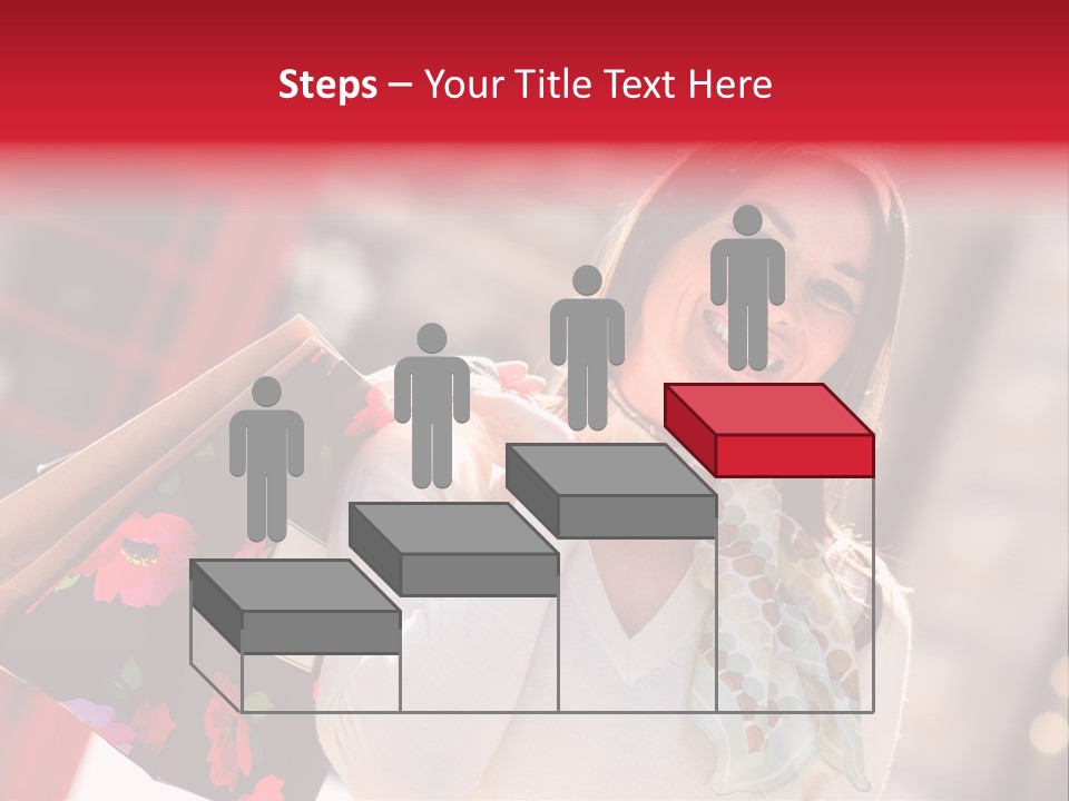A Woman Carrying Shopping Bags And A Red Telephone Booth PowerPoint Template