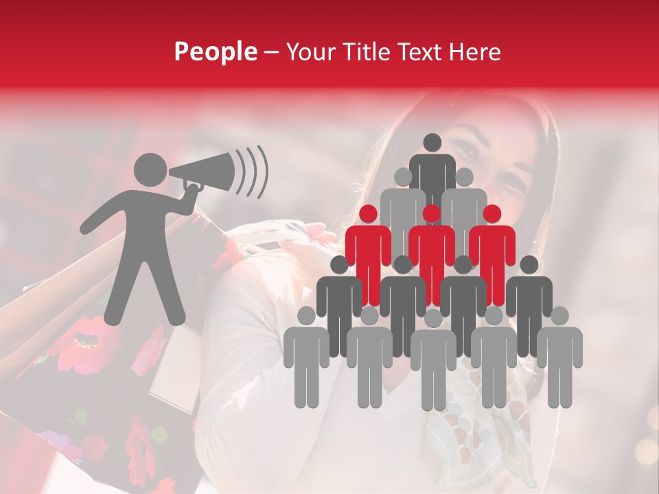 A Woman Carrying Shopping Bags And A Red Telephone Booth PowerPoint Template