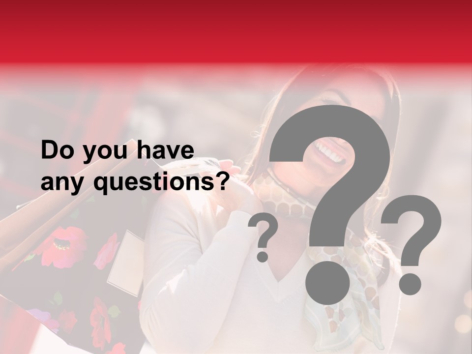 A Woman Carrying Shopping Bags And A Red Telephone Booth PowerPoint Template