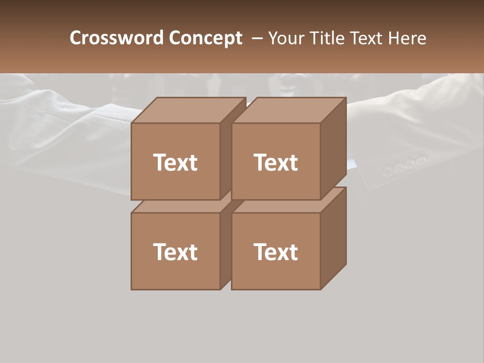 Two Men Shaking Hands In Front Of A Group Of People PowerPoint Template