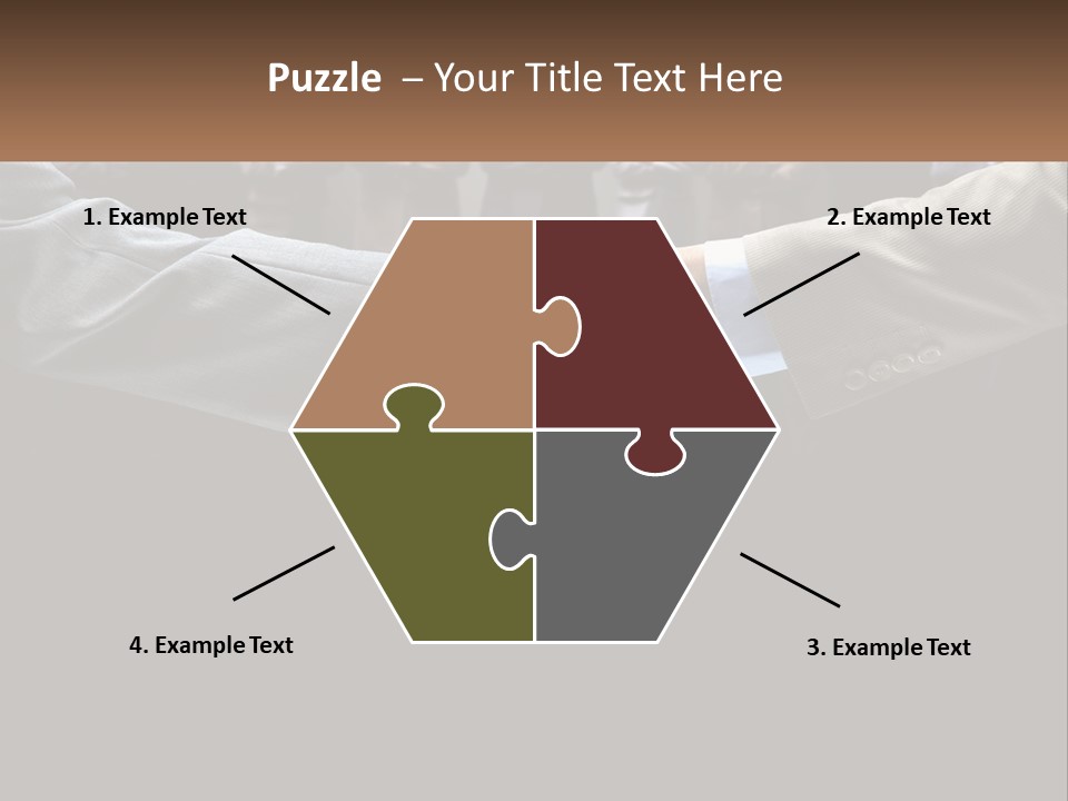 Two Men Shaking Hands In Front Of A Group Of People PowerPoint Template