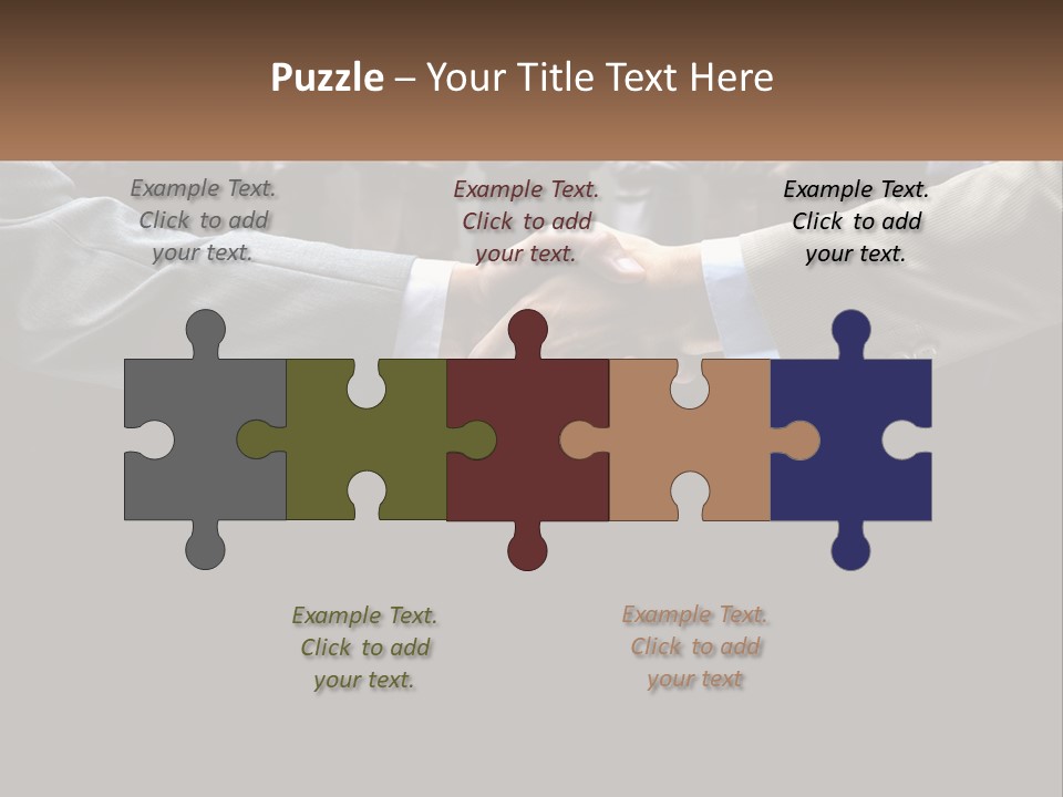 Two Men Shaking Hands In Front Of A Group Of People PowerPoint Template