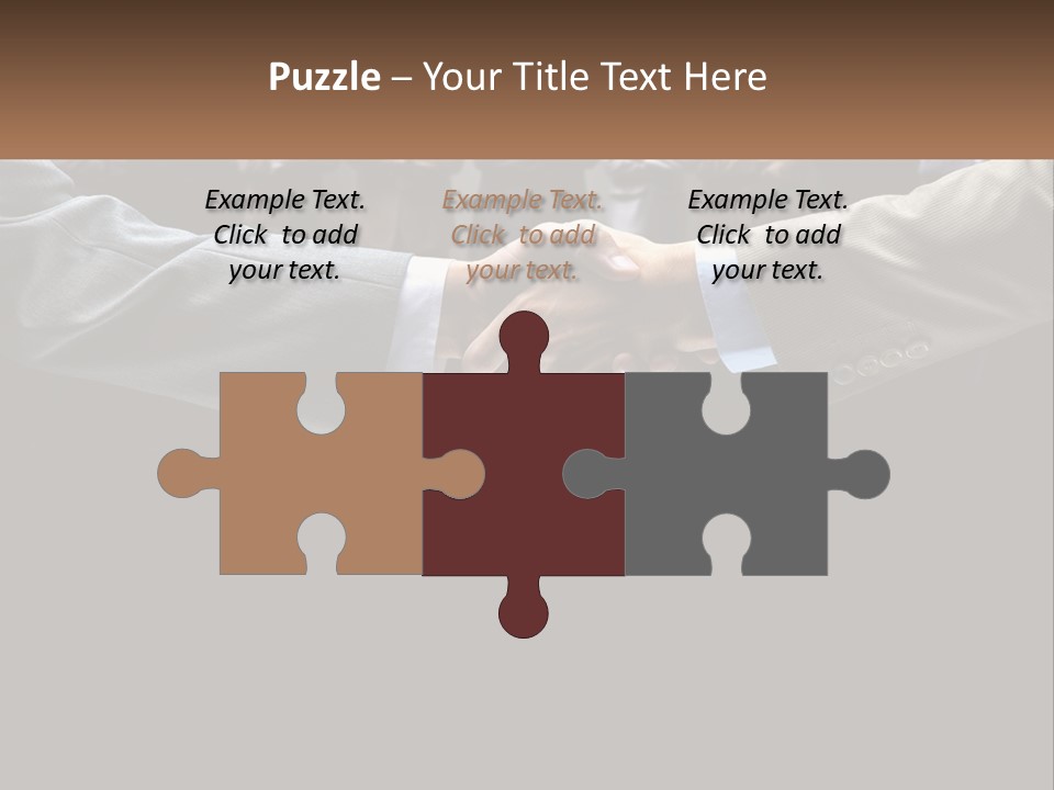 Two Men Shaking Hands In Front Of A Group Of People PowerPoint Template