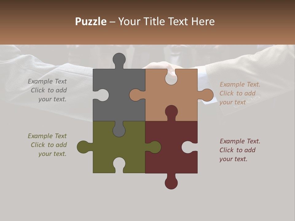 Two Men Shaking Hands In Front Of A Group Of People PowerPoint Template