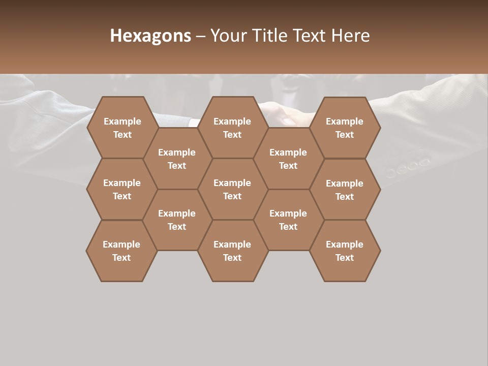 Two Men Shaking Hands In Front Of A Group Of People PowerPoint Template