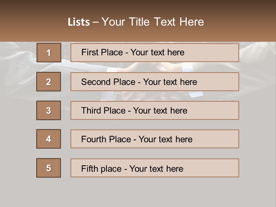 Two Men Shaking Hands In Front Of A Group Of People PowerPoint Template