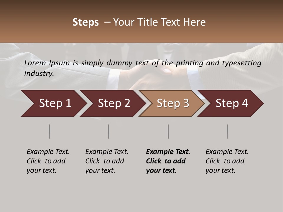 Two Men Shaking Hands In Front Of A Group Of People PowerPoint Template