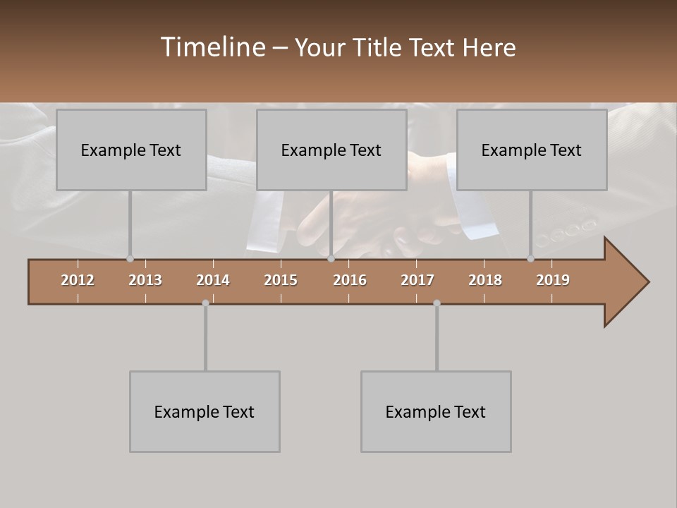 Two Men Shaking Hands In Front Of A Group Of People PowerPoint Template