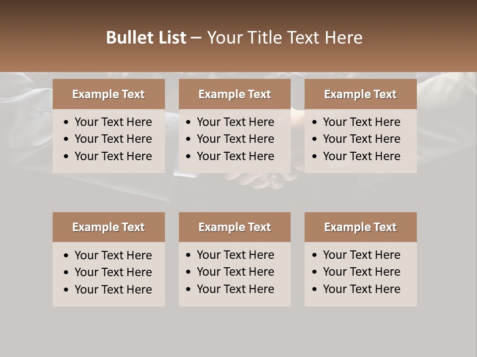 Two Men Shaking Hands In Front Of A Group Of People PowerPoint Template
