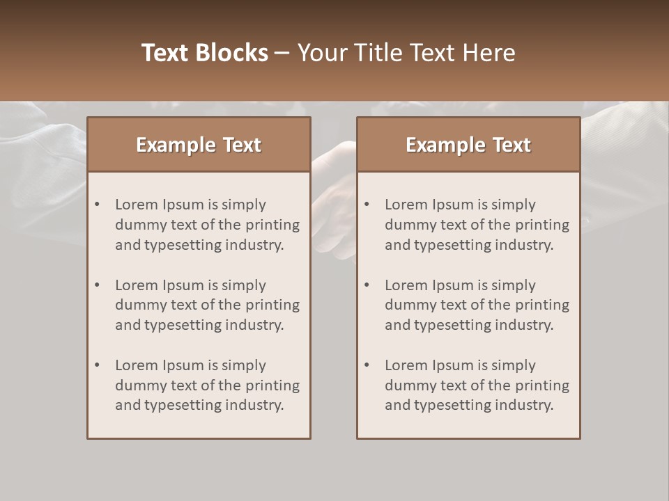 Two Men Shaking Hands In Front Of A Group Of People PowerPoint Template
