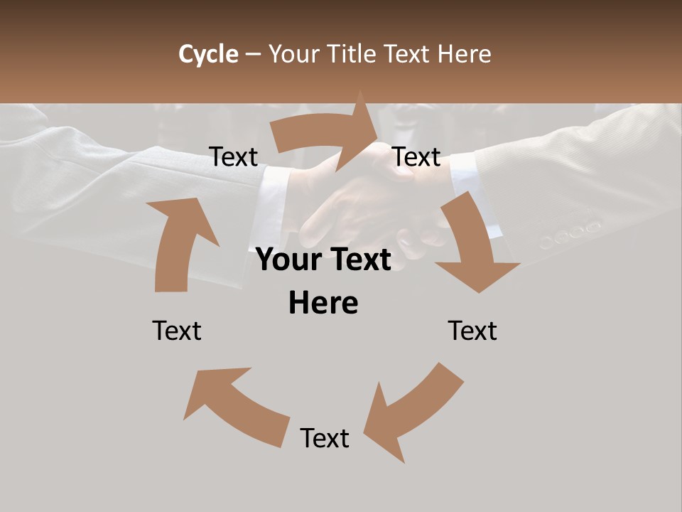 Two Men Shaking Hands In Front Of A Group Of People PowerPoint Template