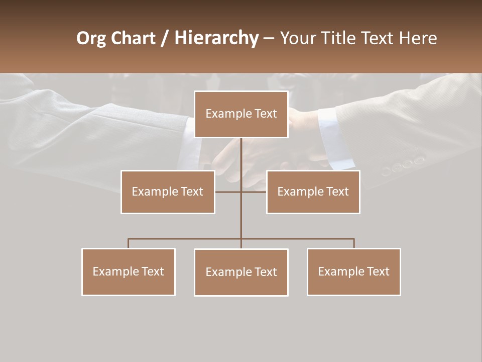 Two Men Shaking Hands In Front Of A Group Of People PowerPoint Template