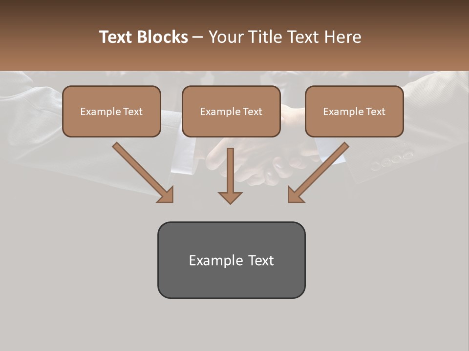 Two Men Shaking Hands In Front Of A Group Of People PowerPoint Template