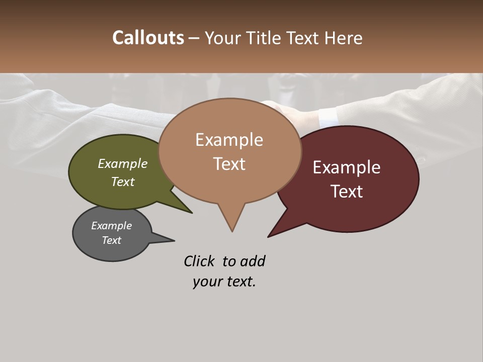 Two Men Shaking Hands In Front Of A Group Of People PowerPoint Template
