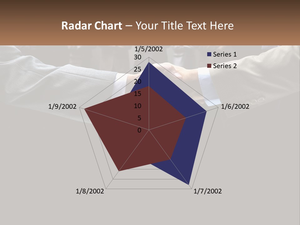 Two Men Shaking Hands In Front Of A Group Of People PowerPoint Template