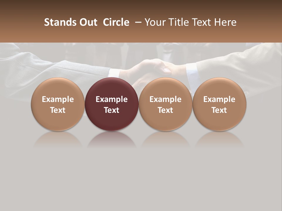 Two Men Shaking Hands In Front Of A Group Of People PowerPoint Template