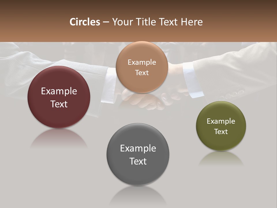 Two Men Shaking Hands In Front Of A Group Of People PowerPoint Template