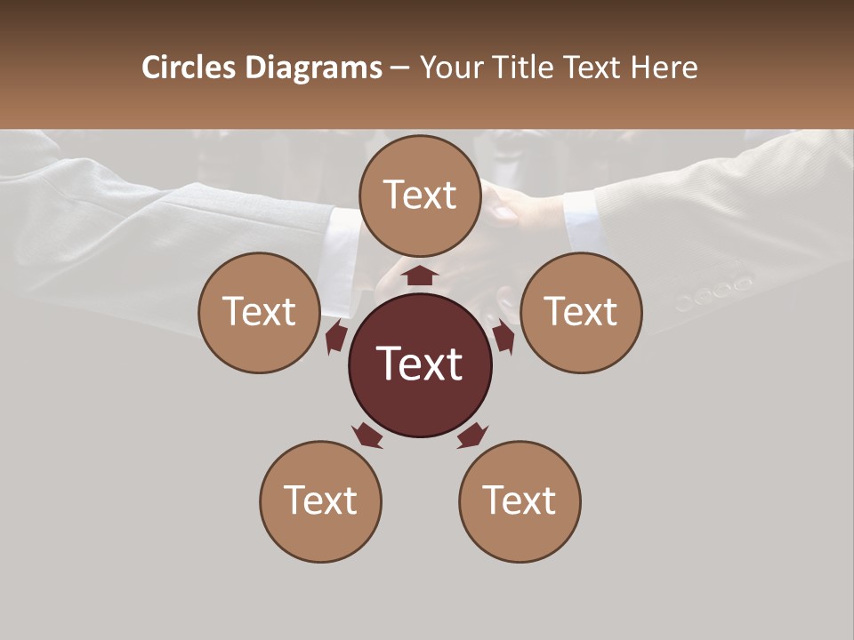 Two Men Shaking Hands In Front Of A Group Of People PowerPoint Template