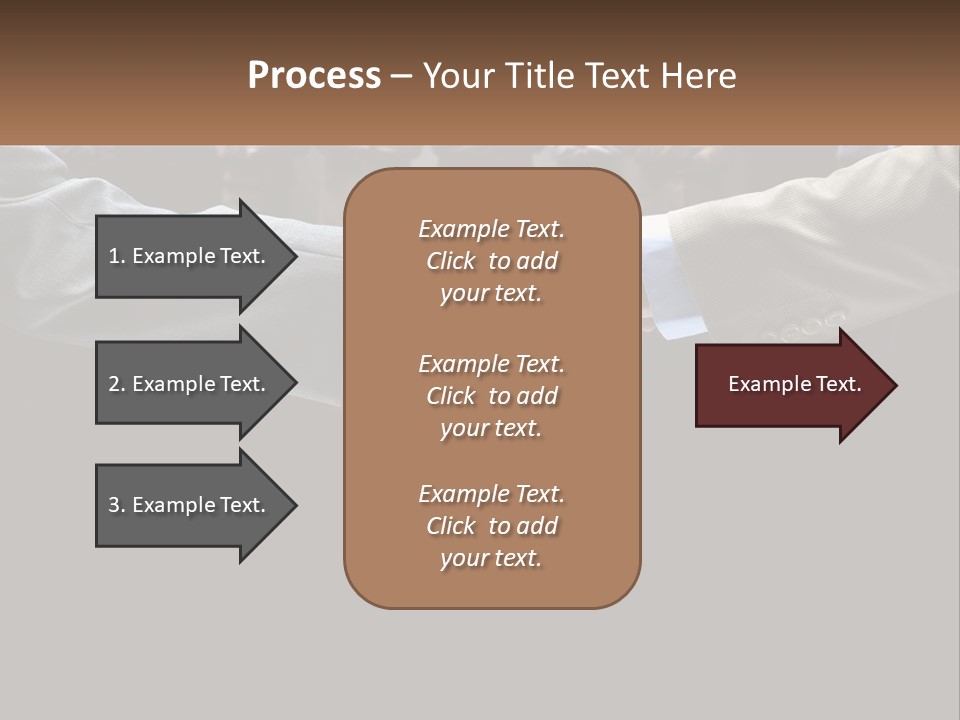 Two Men Shaking Hands In Front Of A Group Of People PowerPoint Template