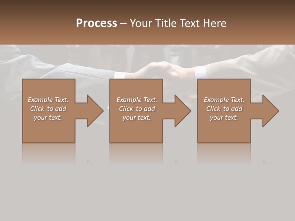 Two Men Shaking Hands In Front Of A Group Of People PowerPoint Template