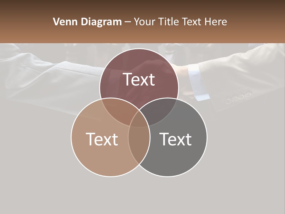 Two Men Shaking Hands In Front Of A Group Of People PowerPoint Template