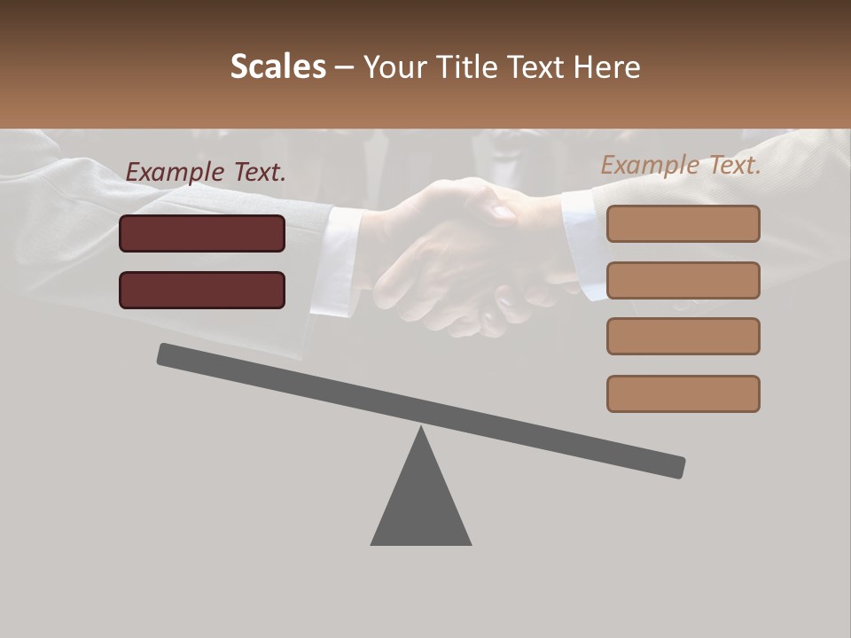 Two Men Shaking Hands In Front Of A Group Of People PowerPoint Template