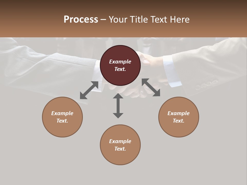 Two Men Shaking Hands In Front Of A Group Of People PowerPoint Template