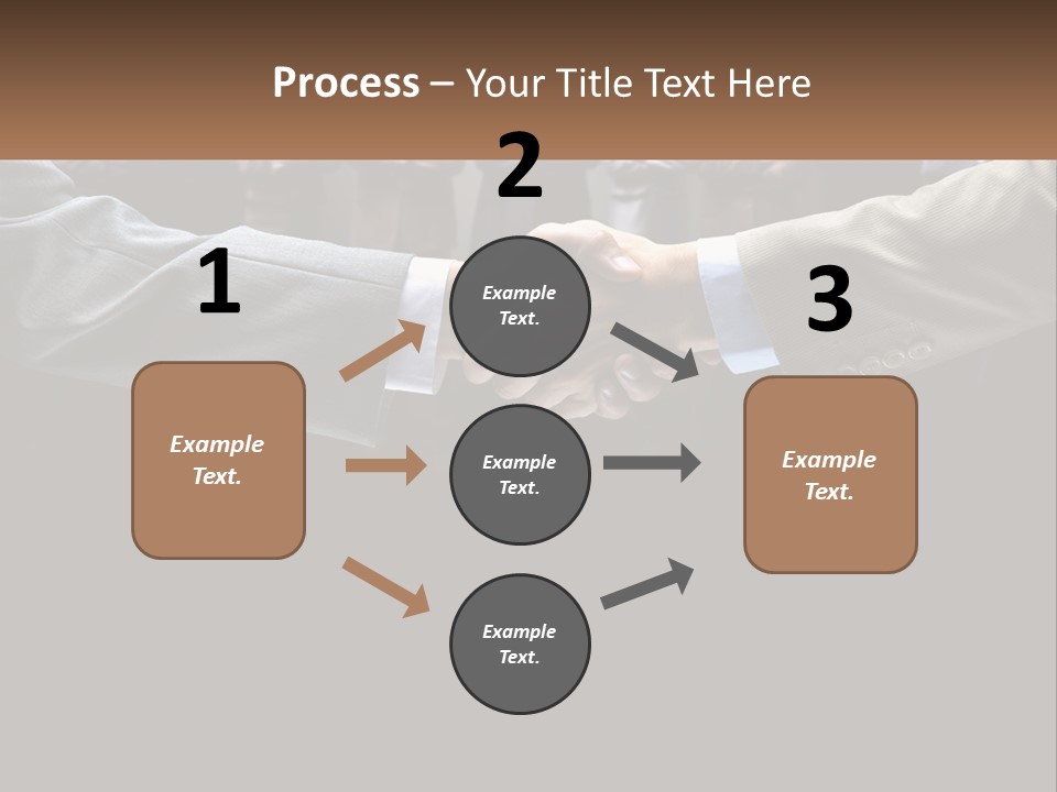 Two Men Shaking Hands In Front Of A Group Of People PowerPoint Template