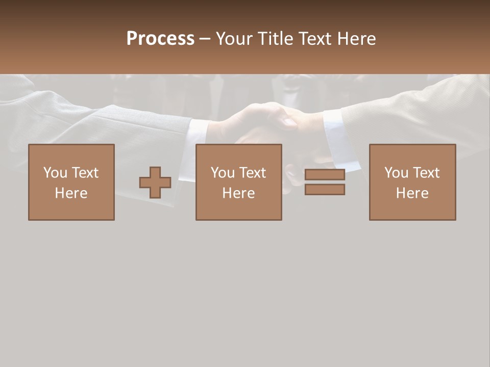 Two Men Shaking Hands In Front Of A Group Of People PowerPoint Template