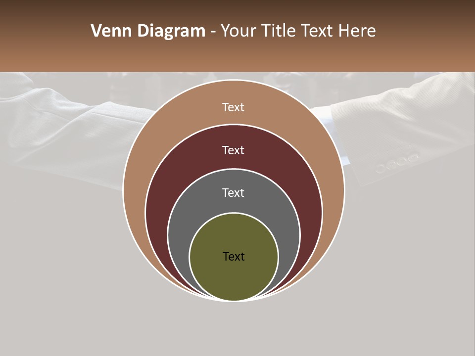 Two Men Shaking Hands In Front Of A Group Of People PowerPoint Template