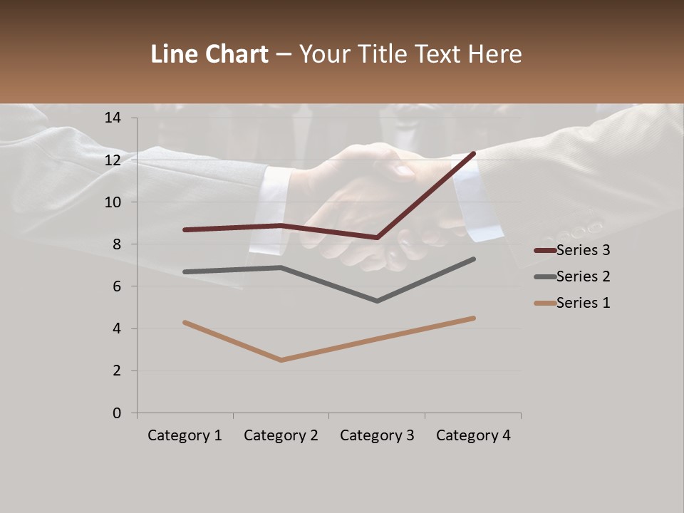 Two Men Shaking Hands In Front Of A Group Of People PowerPoint Template