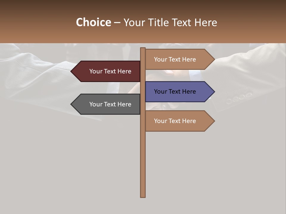 Two Men Shaking Hands In Front Of A Group Of People PowerPoint Template