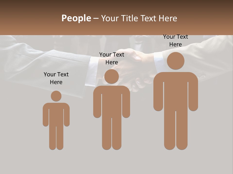 Two Men Shaking Hands In Front Of A Group Of People PowerPoint Template