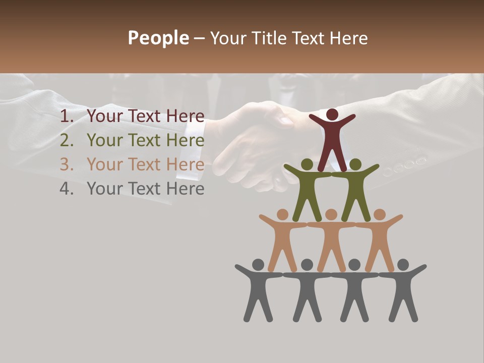 Two Men Shaking Hands In Front Of A Group Of People PowerPoint Template