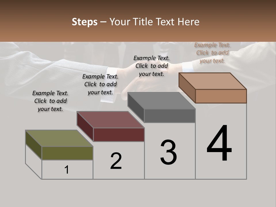 Two Men Shaking Hands In Front Of A Group Of People PowerPoint Template