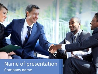 A Group Of Business People Shaking Hands PowerPoint Template