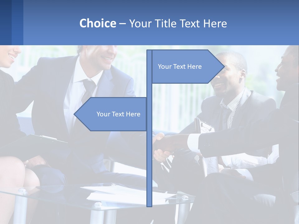 A Group Of Business People Shaking Hands PowerPoint Template