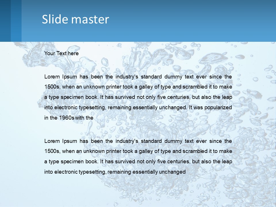 A Blue Water Powerpoint Presentation With Bubbles PowerPoint Template