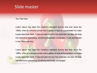 Three Red Peppers With Green Leaves On A White Background PowerPoint Template