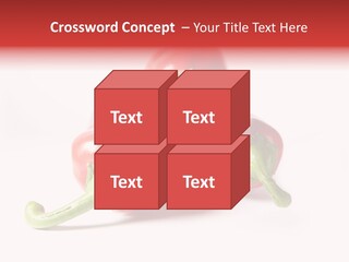 Three Red Peppers With Green Leaves On A White Background PowerPoint Template