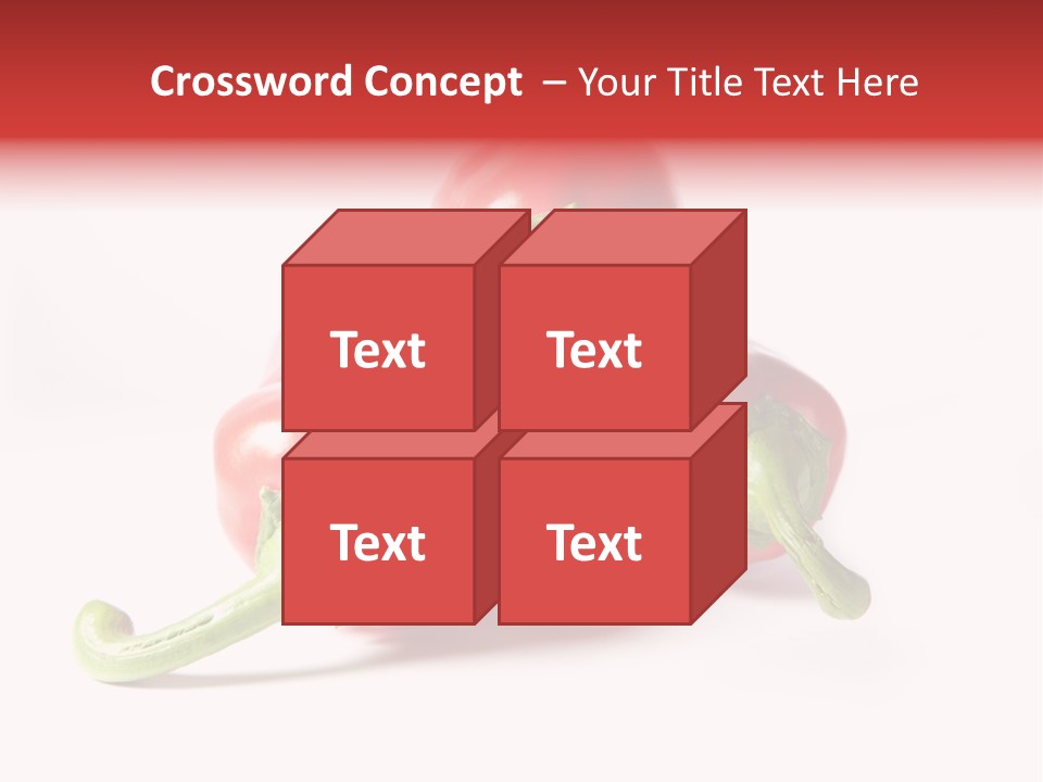 Three Red Peppers With Green Leaves On A White Background PowerPoint Template