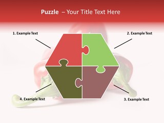 Three Red Peppers With Green Leaves On A White Background PowerPoint Template