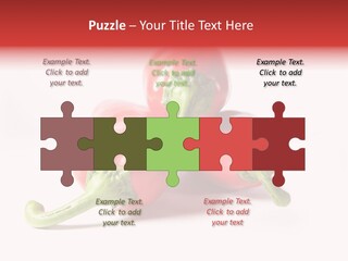 Three Red Peppers With Green Leaves On A White Background PowerPoint Template