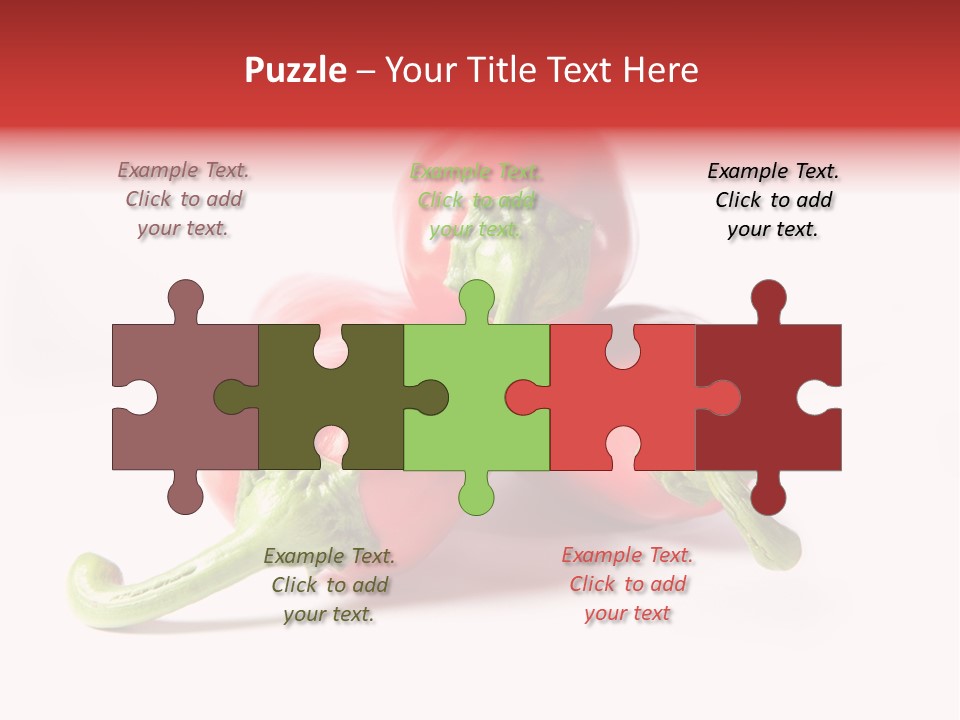 Three Red Peppers With Green Leaves On A White Background PowerPoint Template