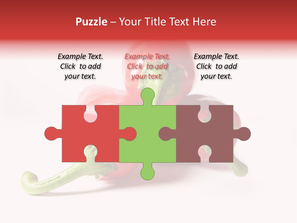 Three Red Peppers With Green Leaves On A White Background PowerPoint Template