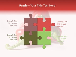 Three Red Peppers With Green Leaves On A White Background PowerPoint Template