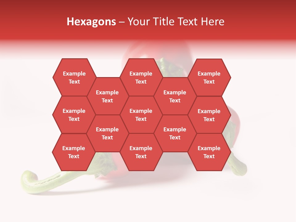 Three Red Peppers With Green Leaves On A White Background PowerPoint Template